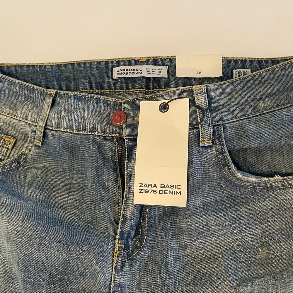 Zara - Z1975 Distressed Denim Straight Leg Jeans